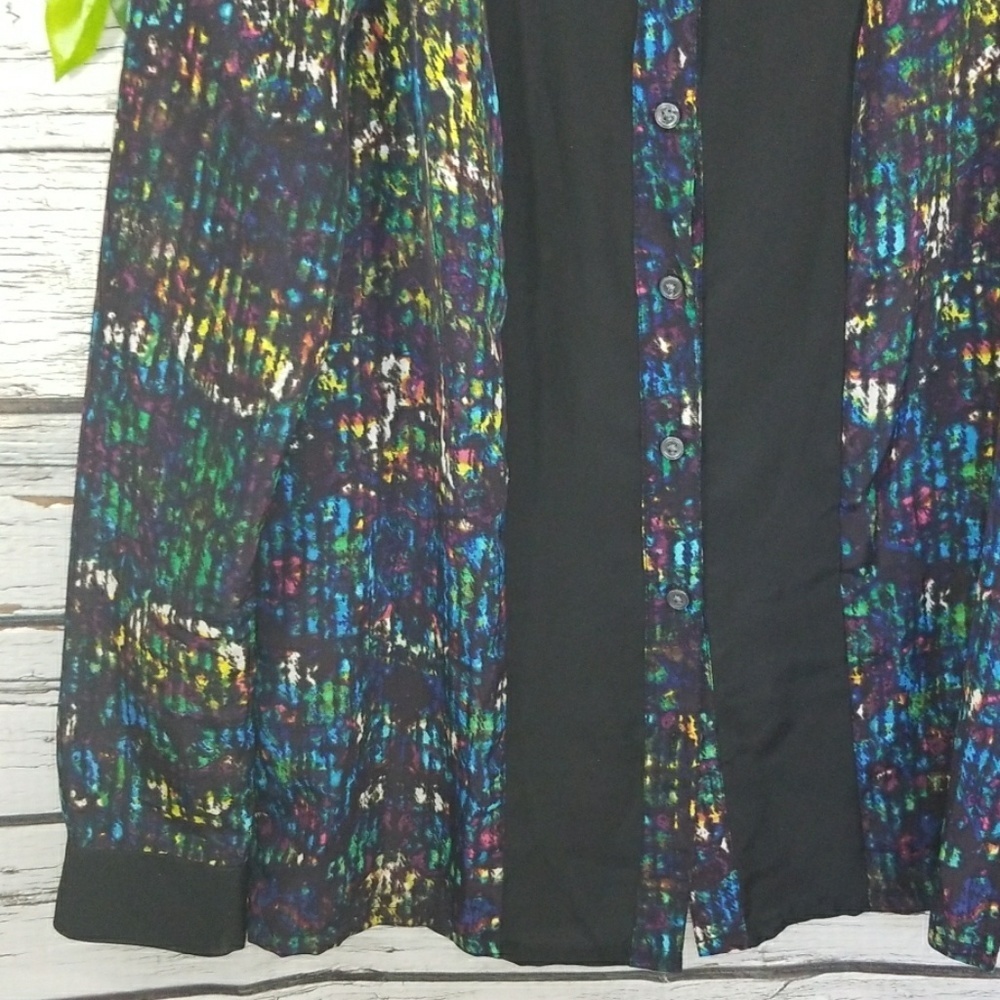 Derek Lam Button Down Sheer Abstract Blouse Sz M - image 3